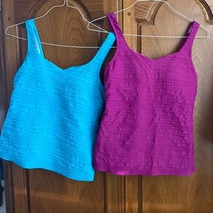 LANDS’ END Tankinis - Dark Pink Sz 8 and Blue Sz 6 both 14.5”W x 21.5”L